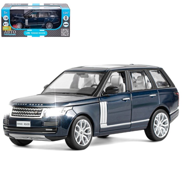 Машина металлическая Range Rover 1:26, открываются двери, капот, багажник, свет и звук, цвет синий перламутр - Фото 1
