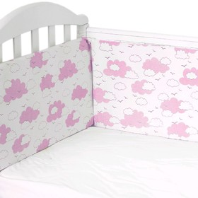 Бортик в кроватку «Облака», размер 120x35 см-2 шт, 60x35 см-2 шт, розовый