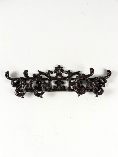 Настенные крючки декоративные «Геральдическая лилия с листьями», чугун, 13.6×12.8×38 см