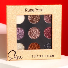 Палетка кремовых глиттеров Shine Gold, Ruby Rose, 9 оттенков