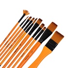 Набор кистей для рисования, синтетика, 10 штук, круглые, плоские, в пенале на молнии, международный размер - Фото 4