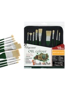 Набор кистей художественных, щетина, 9 штук: № 2/0, 1/4, 6, 12, 3/4, 1", 8, 6, 4, круглые, плоские, в пенале на молнии, международный размер - Фото 4