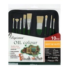 Набор кистей художественных, щетина, 9 штук: № 2/0, 1/4, 6, 12, 3/4, 1", 8, 6, 4, круглые, плоские, в пенале на молнии, международный размер - Фото 5