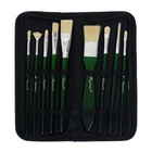 Набор кистей художественных, щетина, 9 штук: № 2/0, 1/4, 6, 12, 3/4, 1", 8, 6, 4, круглые, плоские, в пенале на молнии, международный размер - Фото 6