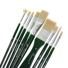 Набор кистей художественных, щетина, 9 штук: № 2/0, 1/4, 6, 12, 3/4, 1", 8, 6, 4, круглые, плоские, в пенале на молнии, международный размер - Фото 7