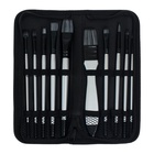 Набор кистей для художественных, синтетика, 10 штук: № 2/0, 1/4, 6, 12, 3/4, 8, 6, 4, 1'', круглые, плоские, в пенале на молнии, международный размер - Фото 6