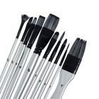 Набор кистей для художественных, синтетика, 10 штук: № 2/0, 1/4, 6, 12, 3/4, 8, 6, 4, 1'', круглые, плоские, в пенале на молнии, международный размер - Фото 7