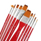 Набор кистей художественных, синтетика, 10 штук, круглые, плоские, в пенале на молнии, международный размер 7711356