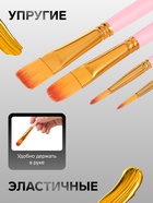 Набор кистей для рисования, синтетика, 4 штуки: № 2, 10, 12, 4, круглые, плоские, в блистере, МИКС - Фото 2