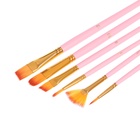 Набор кистей для рисования, синтетика, 6 штук: № 3/0, 2, 4, 6, 10, 12, круглые, плоские, в блистере, международный размер, МИКС - Фото 9