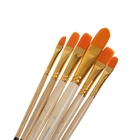 Набор кистей для рисования, синтетика, 6 штук: №2, 4, 6, 8, 10, 12 плоские, закругленные, деревянная ручка, международный размер 7711365