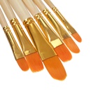 Набор кистей для рисования, синтетика, 6 штук: №2, 4, 6, 8, 10, 12 плоские, закругленные, деревянная ручка, международный размер 7711365