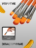 Набор кистей для рисования, синтетика, 5 штук: № 2, 4, 6, 8, 10, плоские, в блистере, международный размер - Фото 2