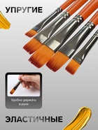 Набор кистей для рисования, синтетика, 5 штук: № 2, 4, 6, 8, 10, плоские, в блистере, международный размер - Фото 2