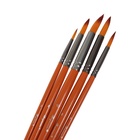 Набор кистей для рисования, синтетика, 5 штук: № 2, 4, 6, 8, 10, круглые, деревянная ручка, международный размер - фото 63569500