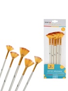 Набор кистей для рисования, синтетика, 5 штук: № 1/8, 3/8, 5/8, 1/2, 1/4, плоские, веерные, деревянная ручка, международный размер - Фото 4