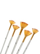 Набор кистей для рисования, синтетика, 5 штук: № 1/8, 3/8, 5/8, 1/2, 1/4, плоские, веерные, деревянная ручка, международный размер - Фото 5