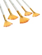 Набор кистей для рисования, синтетика, 5 штук: № 1/8, 3/8, 5/8, 1/2, 1/4, плоские, веерные, деревянная ручка, международный размер - Фото 6