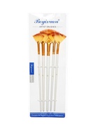 Набор кистей для рисования, синтетика, 5 штук: № 1/8, 3/8, 5/8, 1/2, 1/4, плоские, веерные, деревянная ручка, международный размер - Фото 7