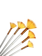 Набор кистей для рисования, синтетика, 5 штук: № 1/8, 3/8, 5/8, 1/2, 1/4, плоские, веерные, деревянная ручка, международный размер - Фото 9