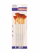 Набор кистей для рисования, синтетика, 5 штук: № 1/8, 3/8, 5/8, 1/2, 1/4, плоские, веерные, деревянная ручка, международный размер - Фото 10