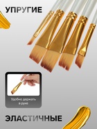 Набор кистей для рисования, синтетика, 5 штук: № 2, 5/8, 6, 8, 10 плоские, скошенные, международный размер - Фото 2