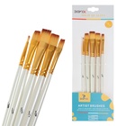 Набор кистей для рисования, синтетика, 5 штук: № 1/8, 3/8, 5/8, 1/2, 1/4, плоские, в блистере, международный размер - Фото 4