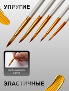 Набор кистей для рисования, синтетика, 5 штук: № 2, 6, 8, 10, 12, круглые, в блистере - Фото 2