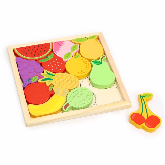 Детский развивающий пазл в рамке «Фрукты, ягоды» 16,6 × 16,6 × 1,2 см