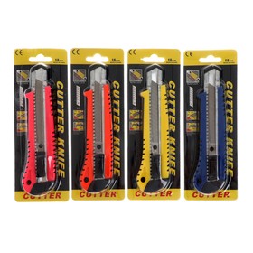 Нож канцелярский 18мм металл с мет направляющ, фиксатор, на блистере    5799791 9046726