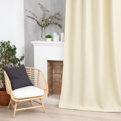 Штора портьерная «Этель. Классика», светло-бежевая, на шторной ленте, 130×300 см