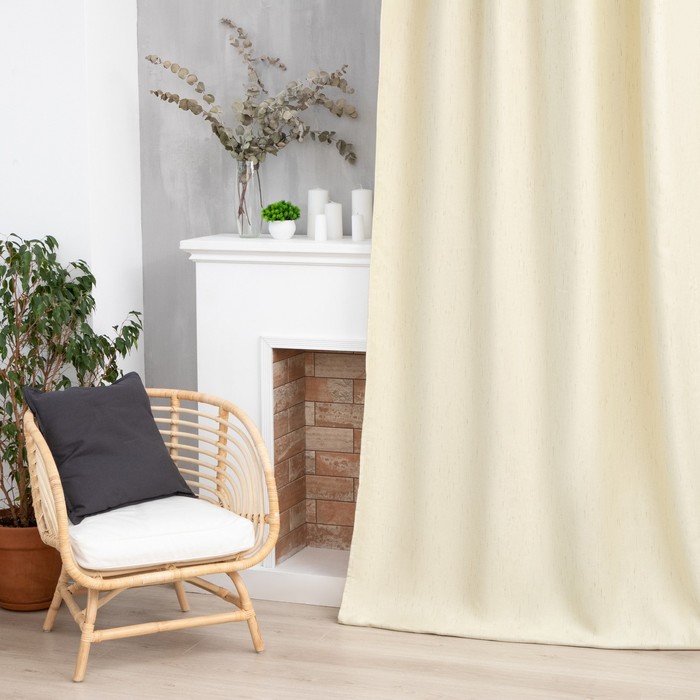 Штора портьерная «Этель. Классика», светло-бежевая, на шторной ленте, 130×300 см - Фото 1