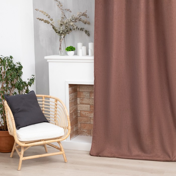 Штора портьерная Этель «Классика» цвет коричневый, на шторн.ленте 130х300 см,100% п/э - Фото 1
