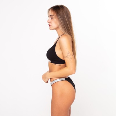 Комплект нижнего белья женский (топ, трусы), чёрный МИКС, размер 44-46