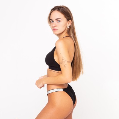 Комплект нижнего белья женский (топ, трусы), чёрный МИКС, размер 44-46