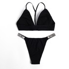 Комплект женский (топ, трусы), цвет чёрный МИКС, размер 44-46 - фото 809099874