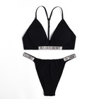 Комплект женский (топ, трусы), цвет чёрный МИКС, размер 46-48 - фото 804872983