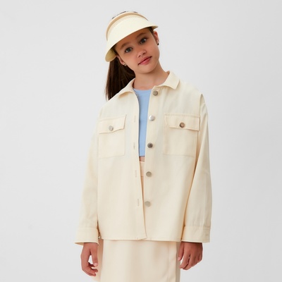Рубашка для девочки MINAKU: Casual collection KIDS, бежевая, рост 140 см