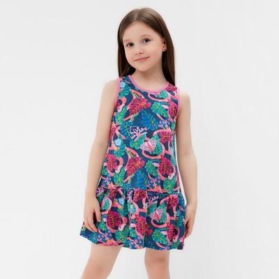 Сарафан для девочки, фуксия, синий, рост 98-104 см