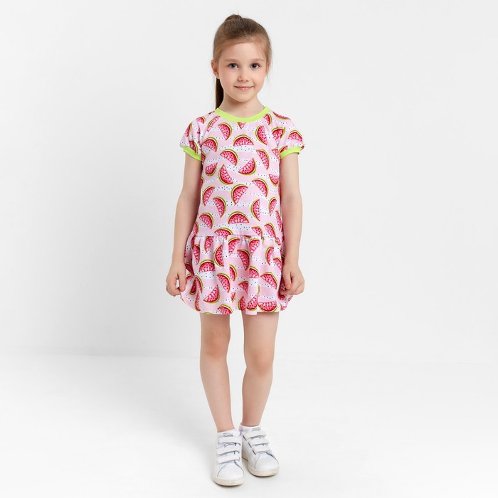 Платье для девочки, цвет розовый/арбузы, рост 98 см - Фото 1