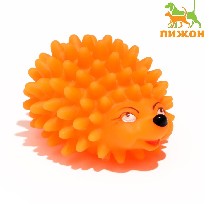 Игрушка пищащая "Ёжик" мини для собак, 5 см, оранжевая - Фото 1