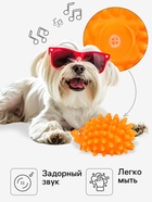 Игрушка пищащая «Ёжик» мини для собак, 5 см, оранжевая - Фото 2