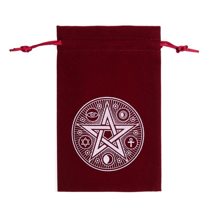 Мешочек для карт Таро, «Пентаграмма», бархатный, бордовый, 12×18 см