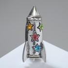 Брошь "Ракета" со звёздами, цветная в чернёном серебре - фото 9784000