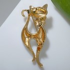 Брошь «Кошка» изящная с бантом, красно-белая в золоте - Фото 2