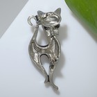 Брошь «Кошка» изящная с бантом, чёрно-зелёная в серебре - Фото 2