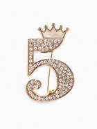 Брошь «Пятёрка» с короной, белая в золоте - Фото 1