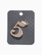 Брошь «Пятёрка» с короной, белая в золоте - Фото 4