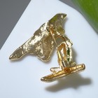 Брошь «Лягушка» с листиком, цвет зелёный в золоте - Фото 2