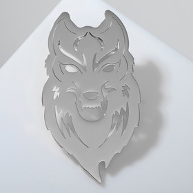 Брошь "Волк" орнамент, цвет серебро